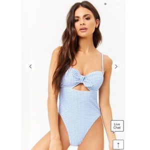 Gingham Knot-Front One-Piece Swimsuit